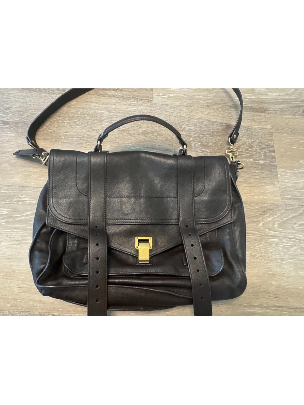 Proenza Schouler Black Leather Satchel with Gold Lock Hardware